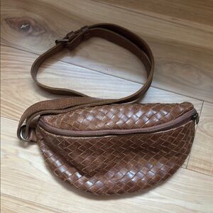 Brown Woven Leather Belt Bag by Hides Canada
